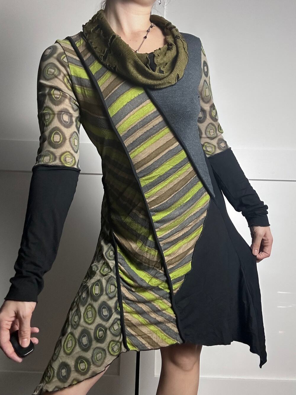 euro cyber grunge patchwork dress by mado et les autres